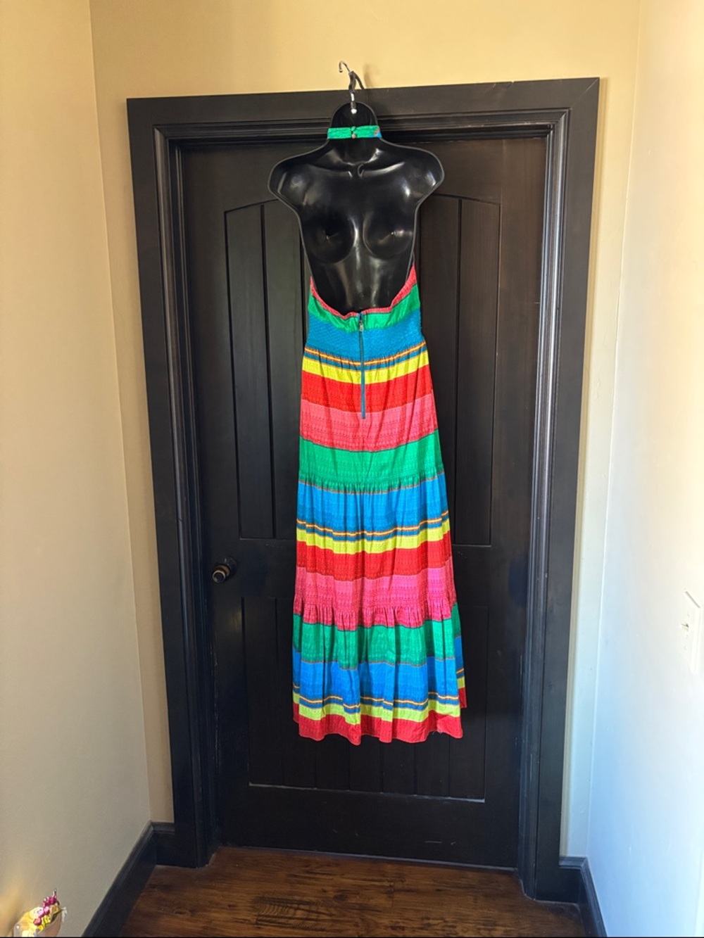 Colorblock Halter Maxi Dress in Bright Multi-Stripe - Picture 7 of 13